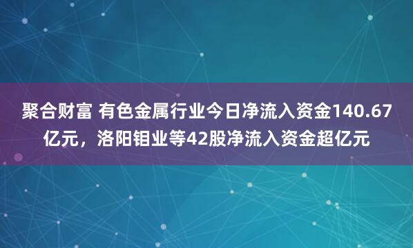 聚合财富 有色金属行业今日净流入资金140.67亿元，洛阳钼业等42股净流入资金超亿元
